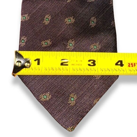 80s Giorgio Armani Brown Abstract 100% Silk Neck Tie - Picture 2 of 6